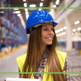 Woman watching warehousing operations