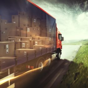 3D visual X-ray of inside of shipping truck